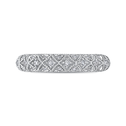 Round Diamond Half-Eternity Wedding Band in 14K White Gold
