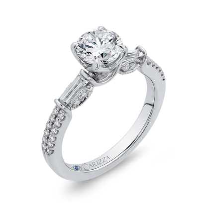 Round Diamond Engagement Ring in 14K White Gold (Semi-Mount)