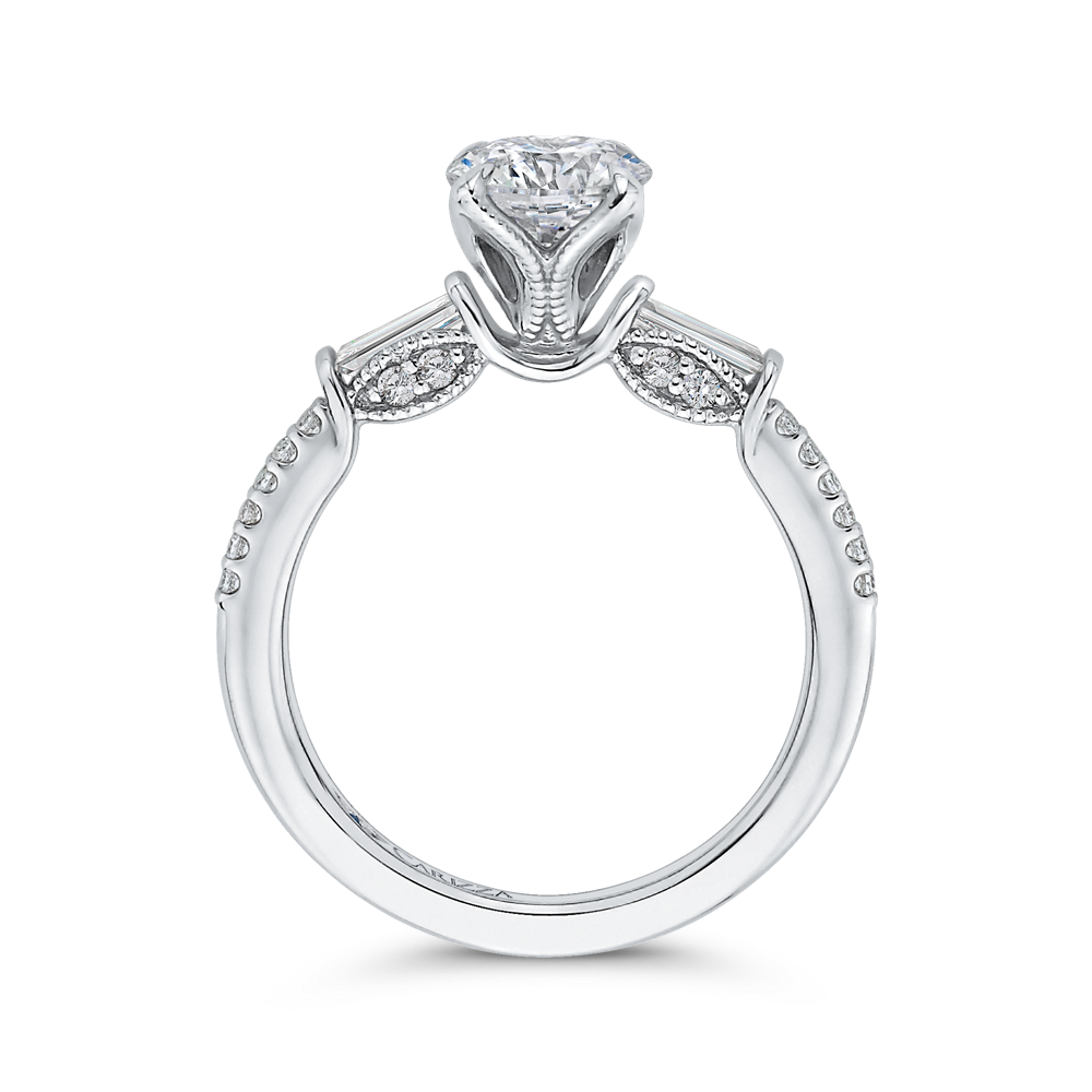 Round Diamond Engagement Ring in 14K White Gold (Semi-Mount)