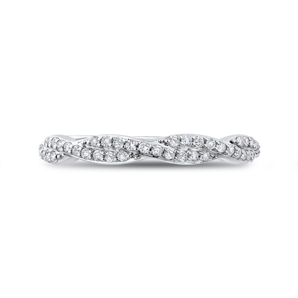 Round Diamond Criss-Cross Wedding Band in 14K White Gold