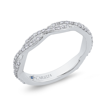 Round Diamond Criss-Cross Wedding Band in 14K White Gold