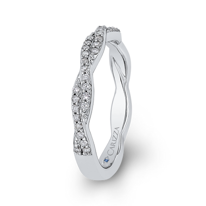 Round Diamond Criss-Cross Wedding Band in 14K White Gold
