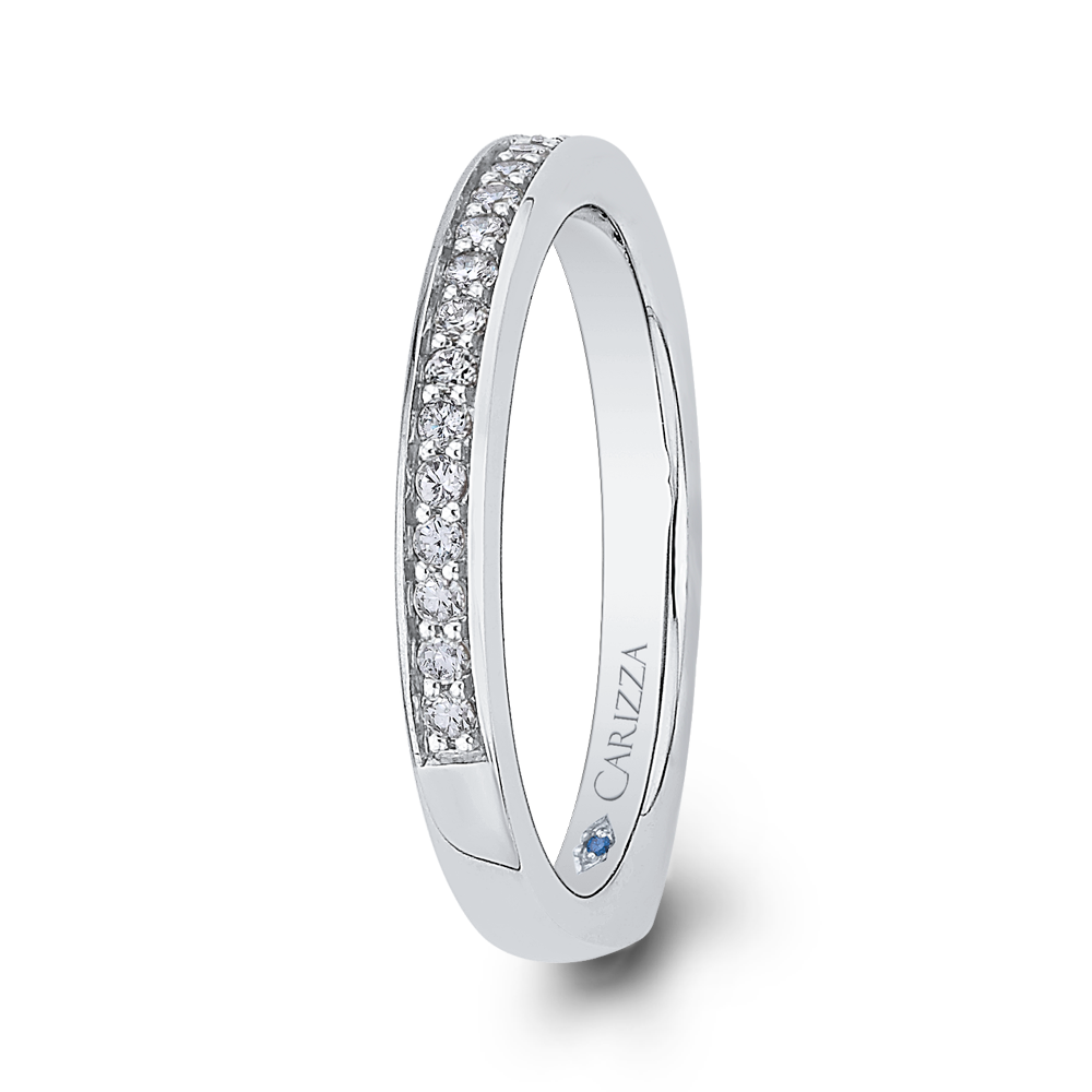 Round Diamond Half-Eternity Wedding Band in 14K White Gold