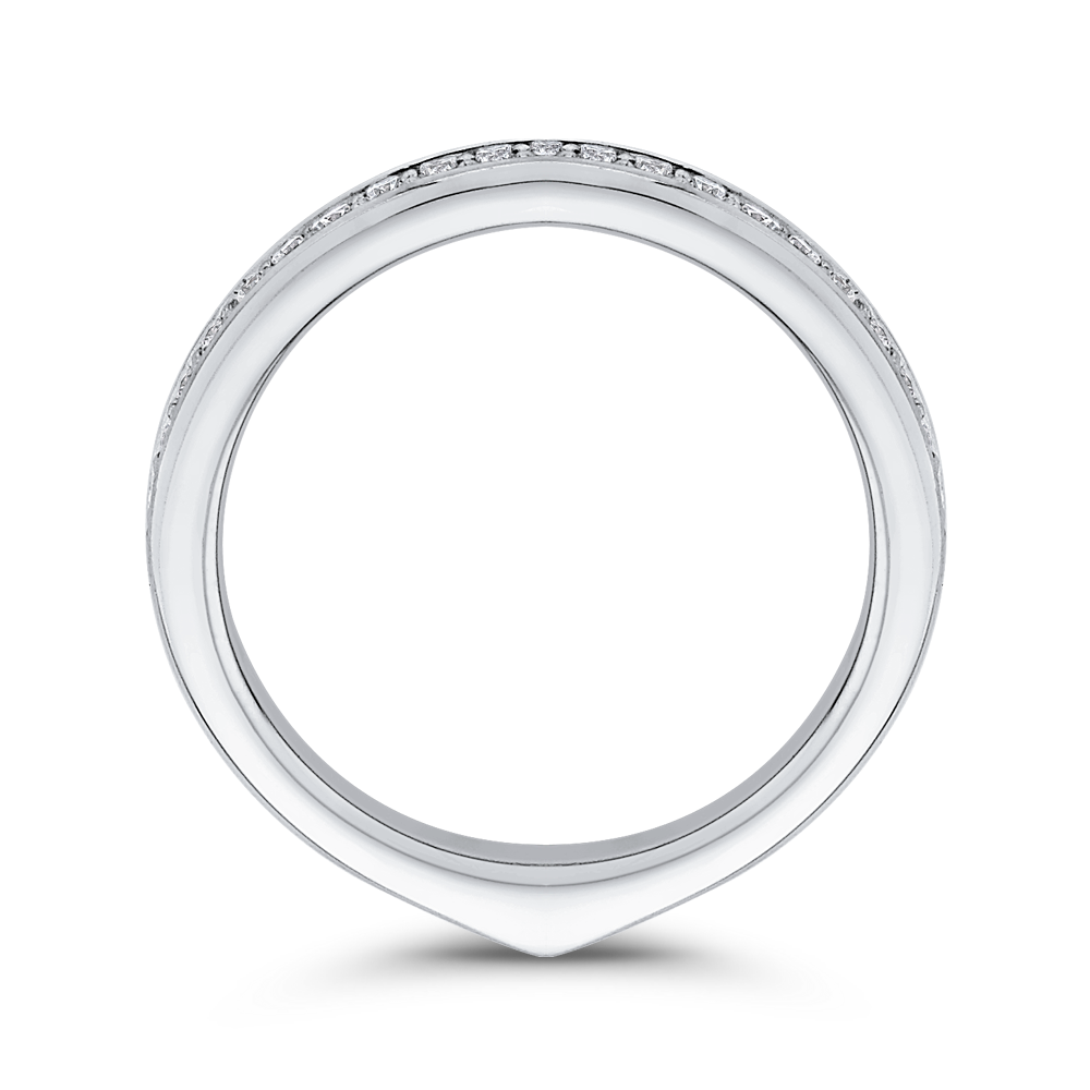 Round Diamond Half-Eternity Wedding Band in 14K White Gold