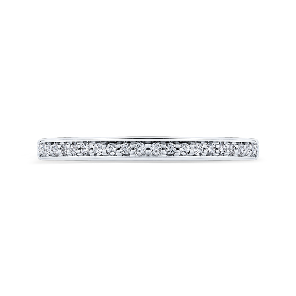 Round Diamond Half-Eternity Wedding Band in 14K White Gold