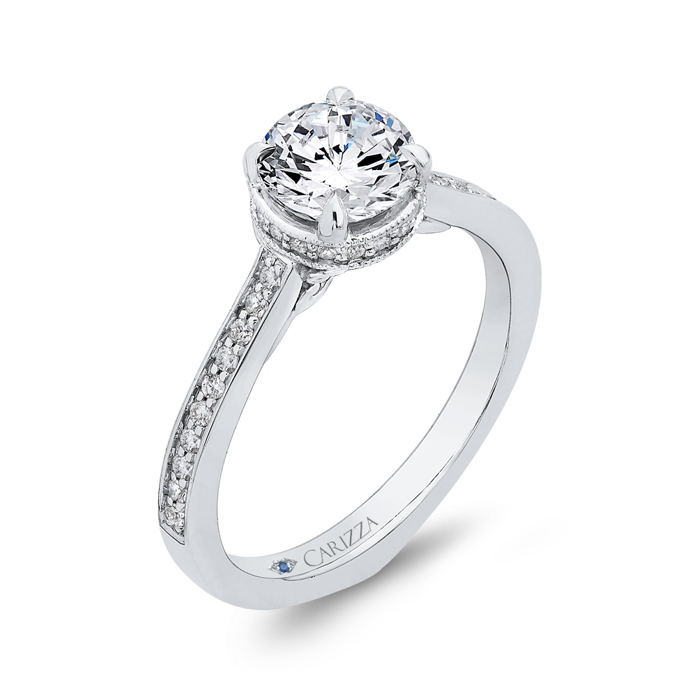 Round Diamond Engagement Ring in 14K White Gold (Semi-Mount)