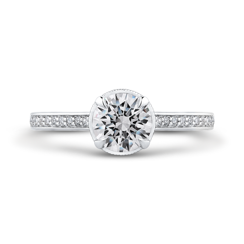 Round Diamond Engagement Ring in 14K White Gold (Semi-Mount)