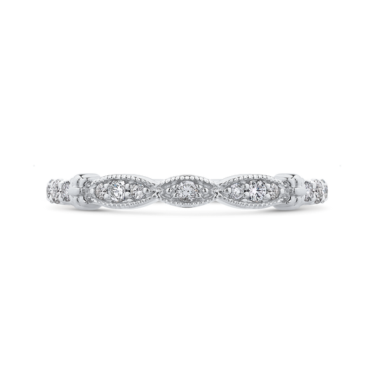 Round Diamond Half-Eternity Wedding Band in 14K White Gold