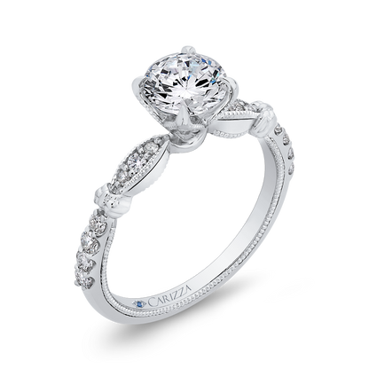 Round Diamond Engagement Ring in 14K White Gold (Semi-Mount)