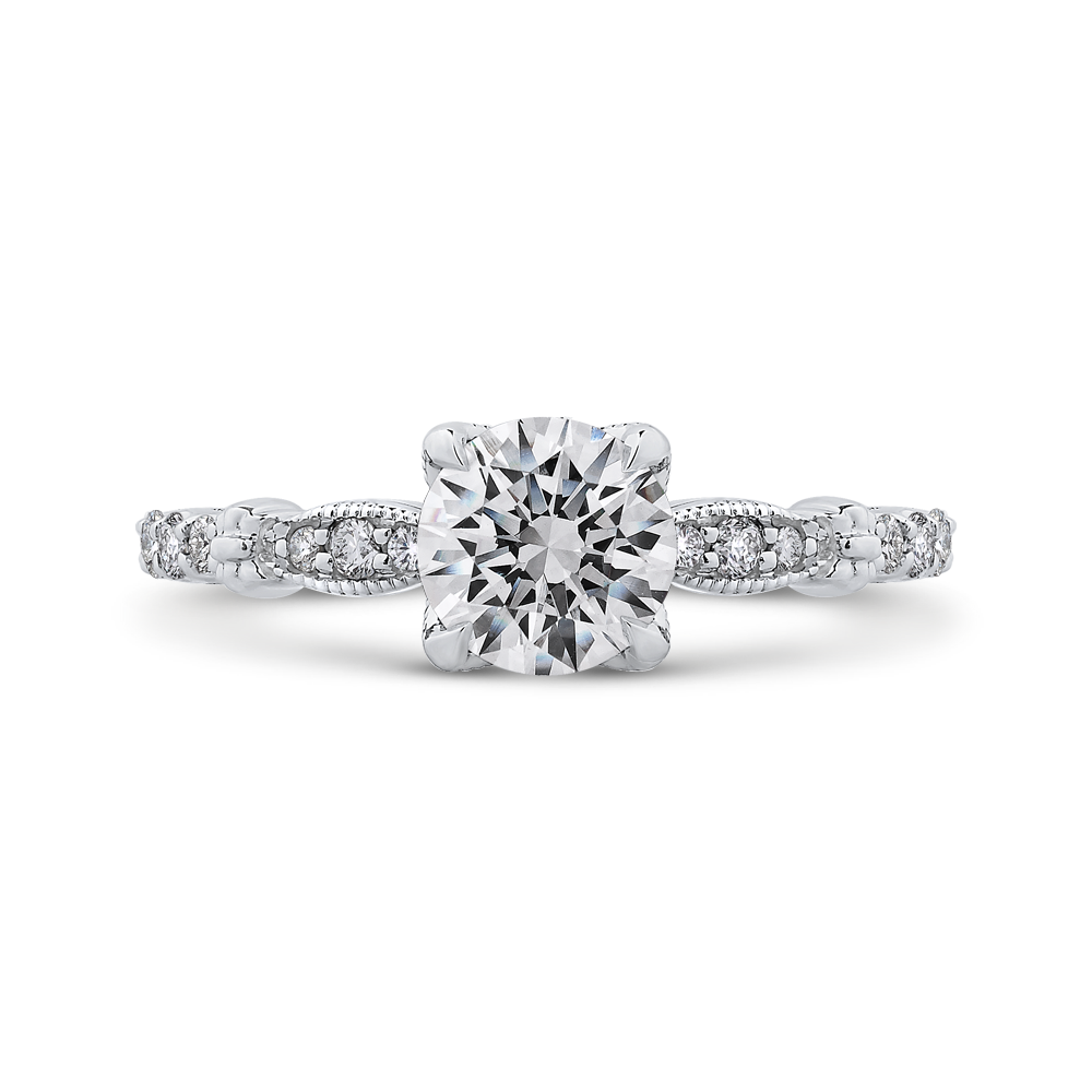 Round Diamond Engagement Ring in 14K White Gold (Semi-Mount)