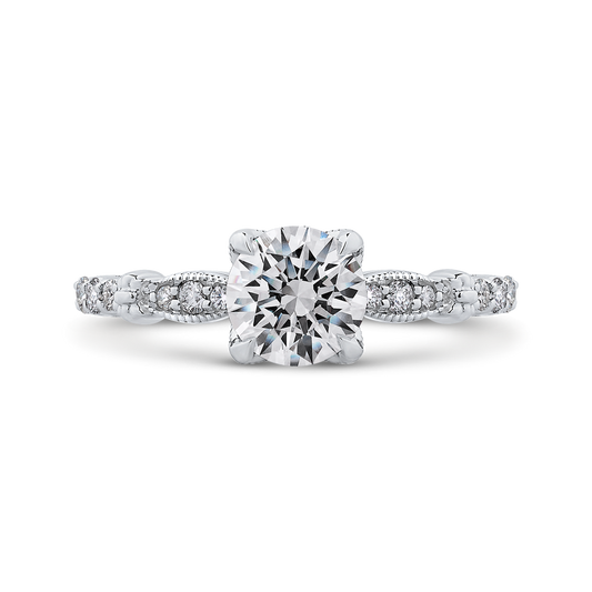 Round Diamond Engagement Ring in 14K White Gold (Semi-Mount)