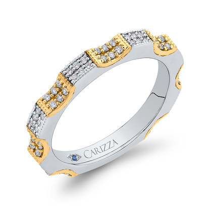 Round Diamond Eternity Wedding Band in 14K Two Tone Gold