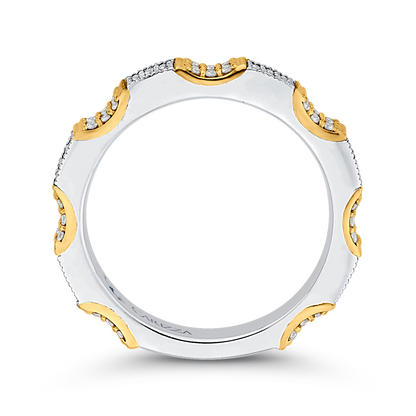 Round Diamond Eternity Wedding Band in 14K Two Tone Gold