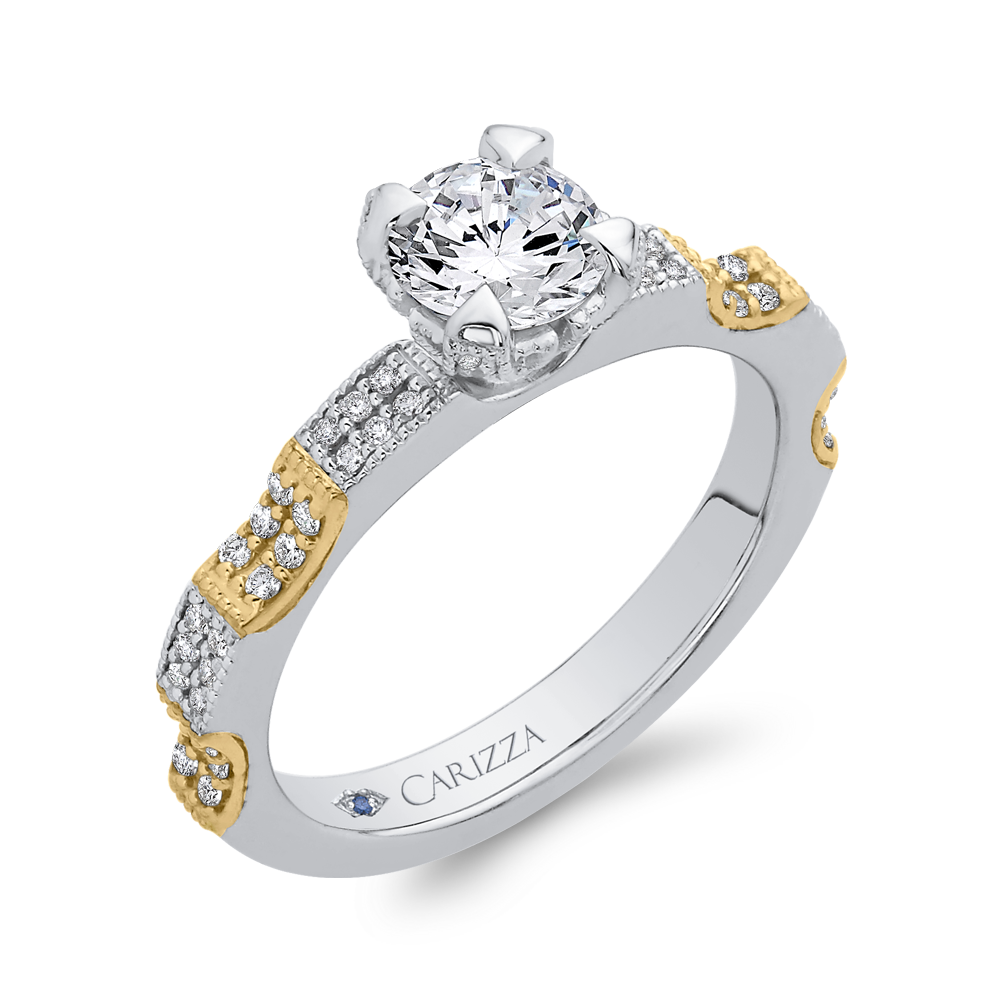 Round Diamond Engagement Ring in 14K Two Tone Gold (Semi-Mount)