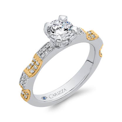 Round Diamond Engagement Ring in 14K Two Tone Gold (Semi-Mount)