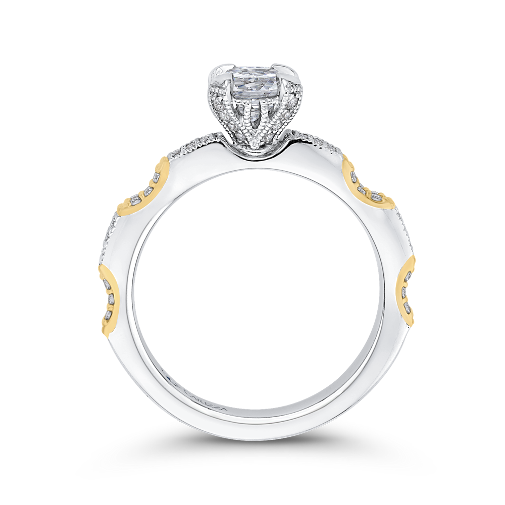 Round Diamond Engagement Ring in 14K Two Tone Gold (Semi-Mount)