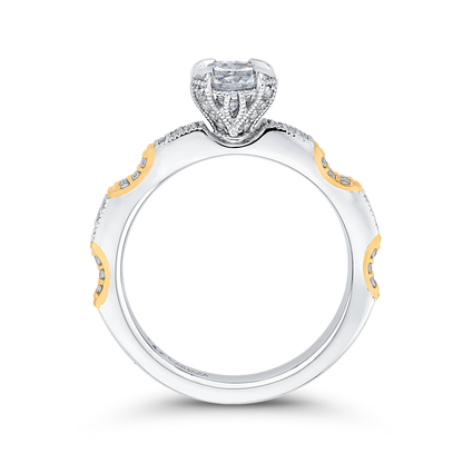 Round Diamond Engagement Ring in 14K Two Tone Gold (Semi-Mount)