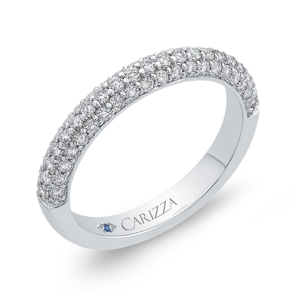 Round Diamond Half-Eternity Wedding Band in 14K White Gold