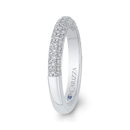 Round Diamond Half-Eternity Wedding Band in 14K White Gold
