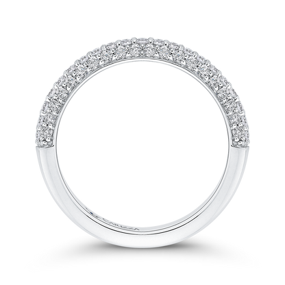 Round Diamond Half-Eternity Wedding Band in 14K White Gold