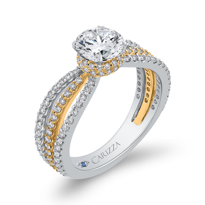 Split Shank Round Diamond Engagement Ring in 14K Two Tone Gold (Semi-Mount)