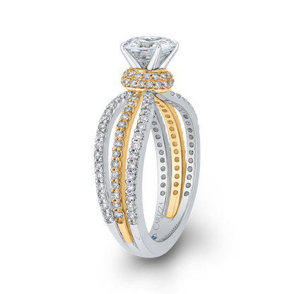 Split Shank Round Diamond Engagement Ring in 14K Two Tone Gold (Semi-Mount)