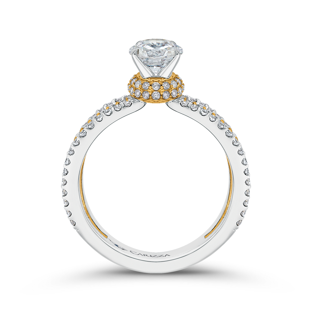 Split Shank Round Diamond Engagement Ring in 14K Two Tone Gold (Semi-Mount)