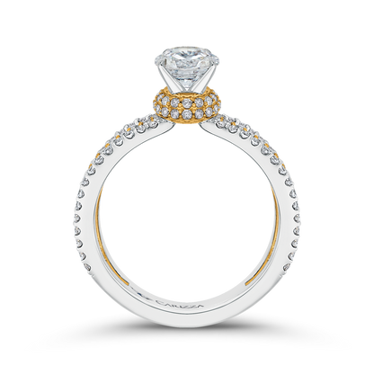 Split Shank Round Diamond Engagement Ring in 14K Two Tone Gold (Semi-Mount)