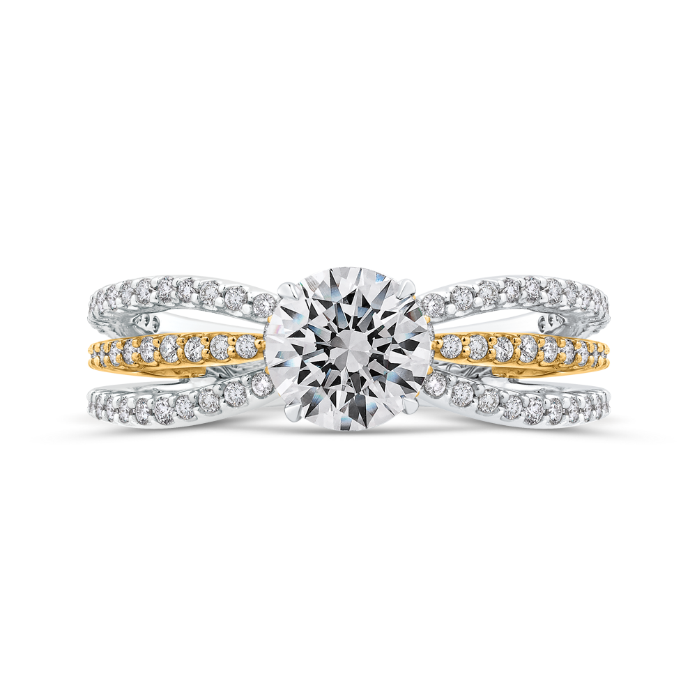 Split Shank Round Diamond Engagement Ring in 14K Two Tone Gold (Semi-Mount)