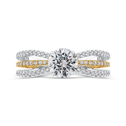 Split Shank Round Diamond Engagement Ring in 14K Two Tone Gold (Semi-Mount)