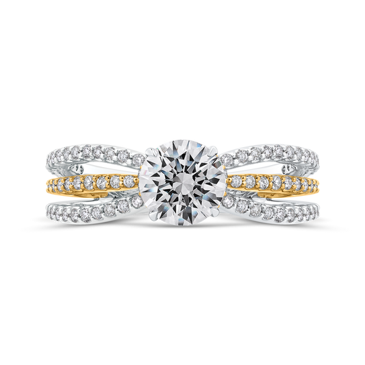 Split Shank Round Diamond Engagement Ring in 14K Two Tone Gold (Semi-Mount)