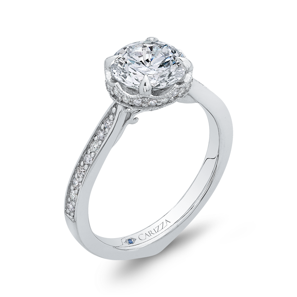 Round Diamond Engagement Ring in 14K White Gold (Semi-Mount)