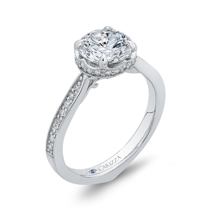 Round Diamond Engagement Ring in 14K White Gold (Semi-Mount)