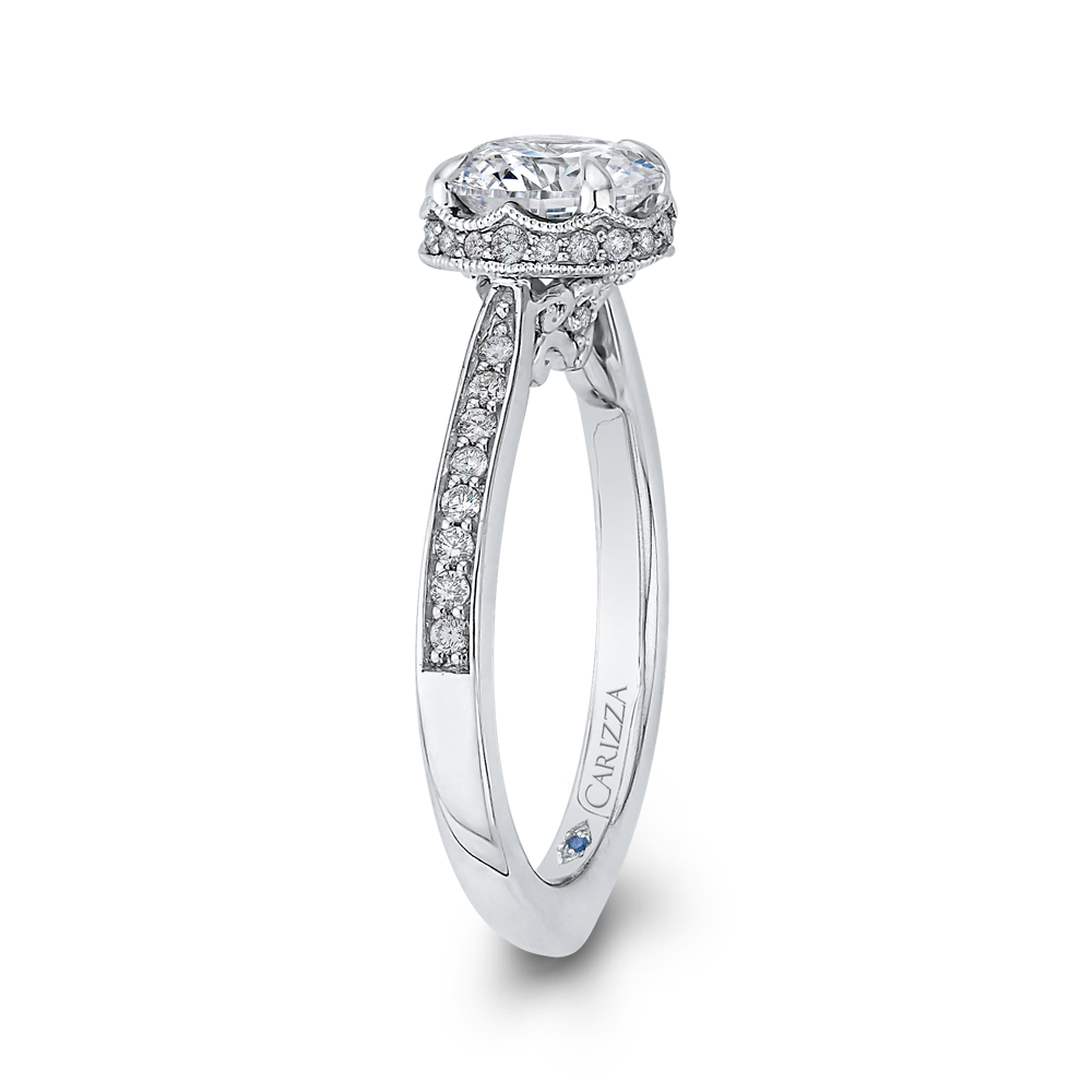 Round Diamond Engagement Ring in 14K White Gold (Semi-Mount)