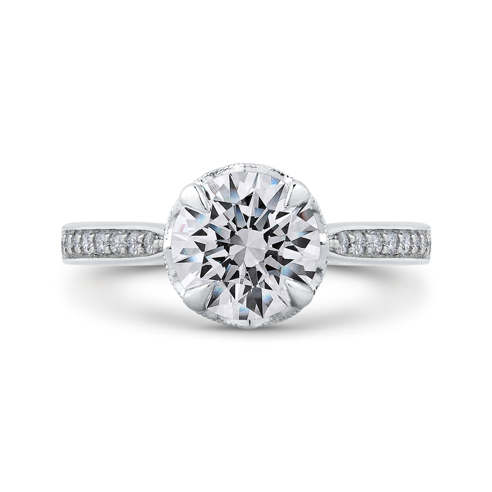 Round Diamond Engagement Ring in 14K White Gold (Semi-Mount)