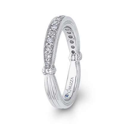 Round Diamond Half-Eternity Wedding Band in 14K White Gold