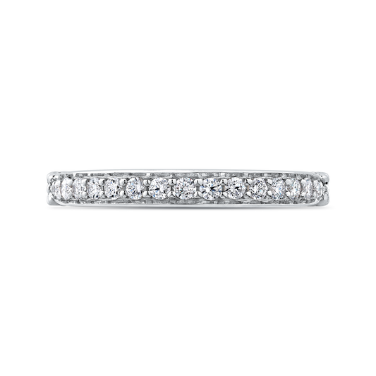 Round Diamond Half-Eternity Wedding Band in 14K White Gold