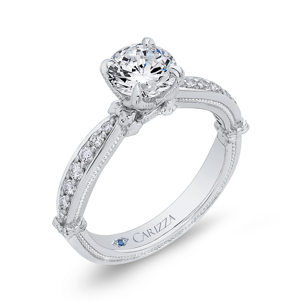 Round Diamond Engagement Ring in 14K White Gold (Semi-Mount)