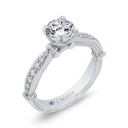 Round Diamond Engagement Ring in 14K White Gold (Semi-Mount)