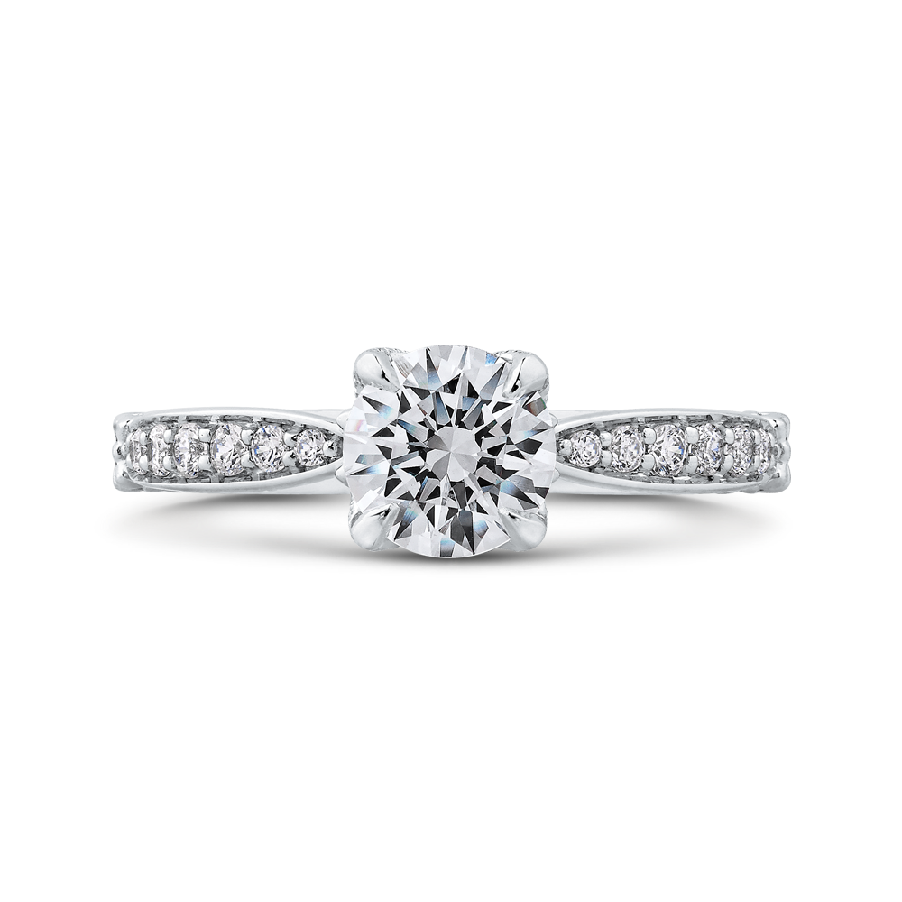 Round Diamond Engagement Ring in 14K White Gold (Semi-Mount)