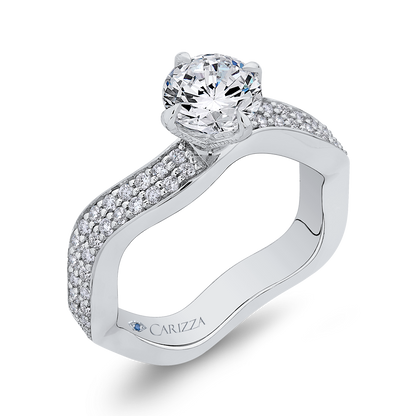 Round Diamond Engagement Ring in 14K White Gold (Semi-Mount)