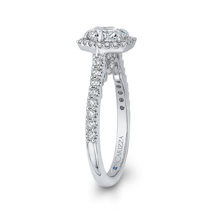 Round Diamond Halo Engagement Ring in 14K White Gold (Semi-Mount)