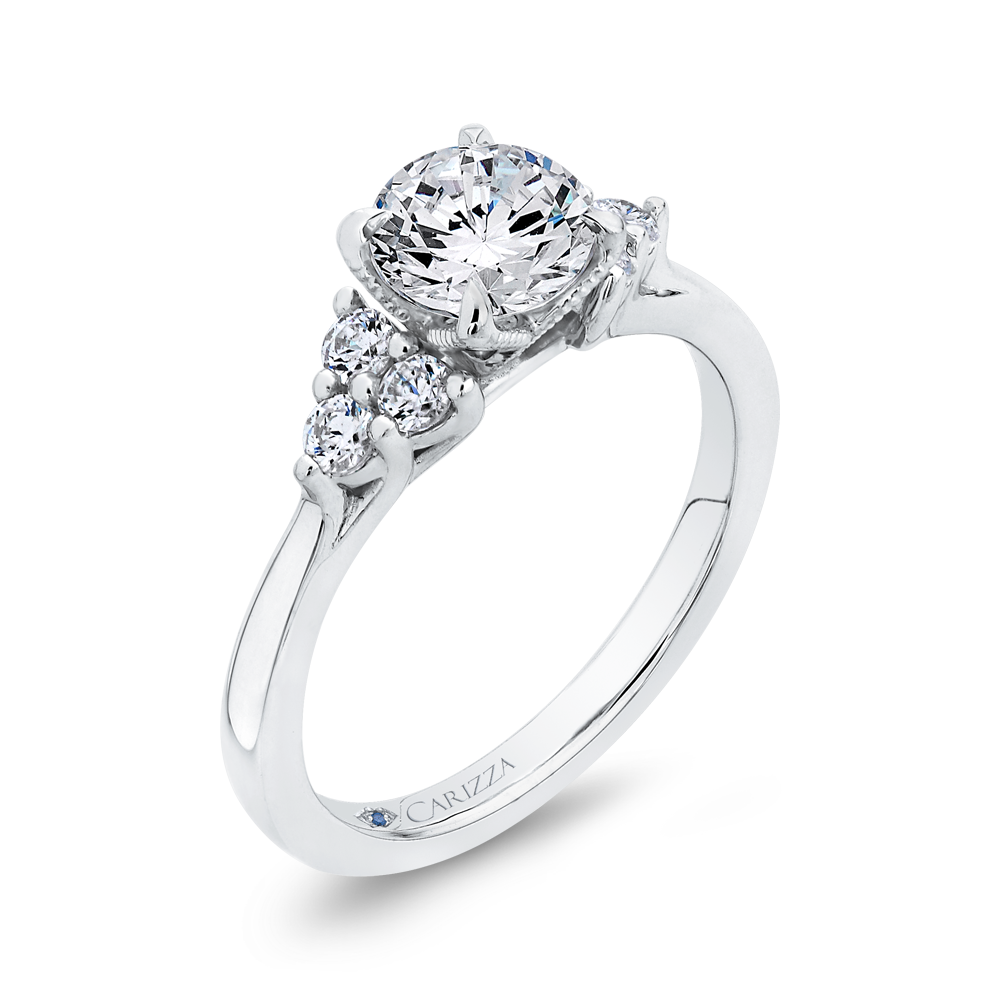 Round Diamond Classic Engagement Ring in 14K White Gold (Semi-Mount)