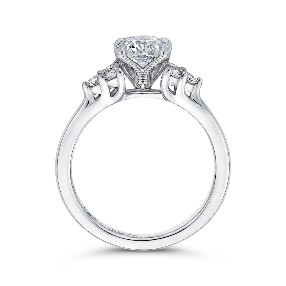 Round Diamond Classic Engagement Ring in 14K White Gold (Semi-Mount)