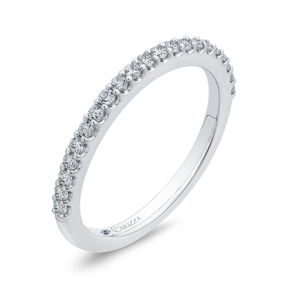 Round Diamond Half-Eternity Wedding Band in 14K White Gold