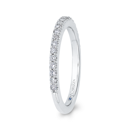 Round Diamond Half-Eternity Wedding Band in 14K White Gold