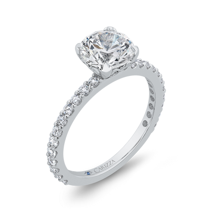 Round Diamond Classic Engagement Ring in 14K White Gold (Semi-Mount)