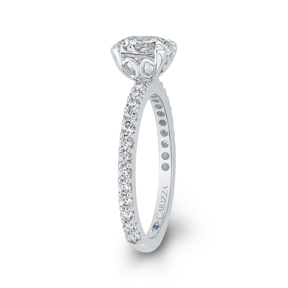 Round Diamond Classic Engagement Ring in 14K White Gold (Semi-Mount)