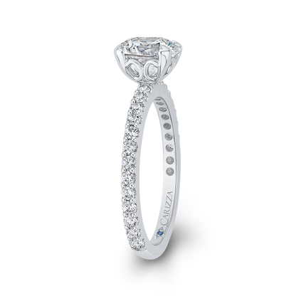 Round Diamond Classic Engagement Ring in 14K White Gold (Semi-Mount)