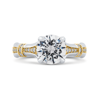 Diamond Floral Engagement Ring in 14K Two Tone Gold (Semi-Mount)